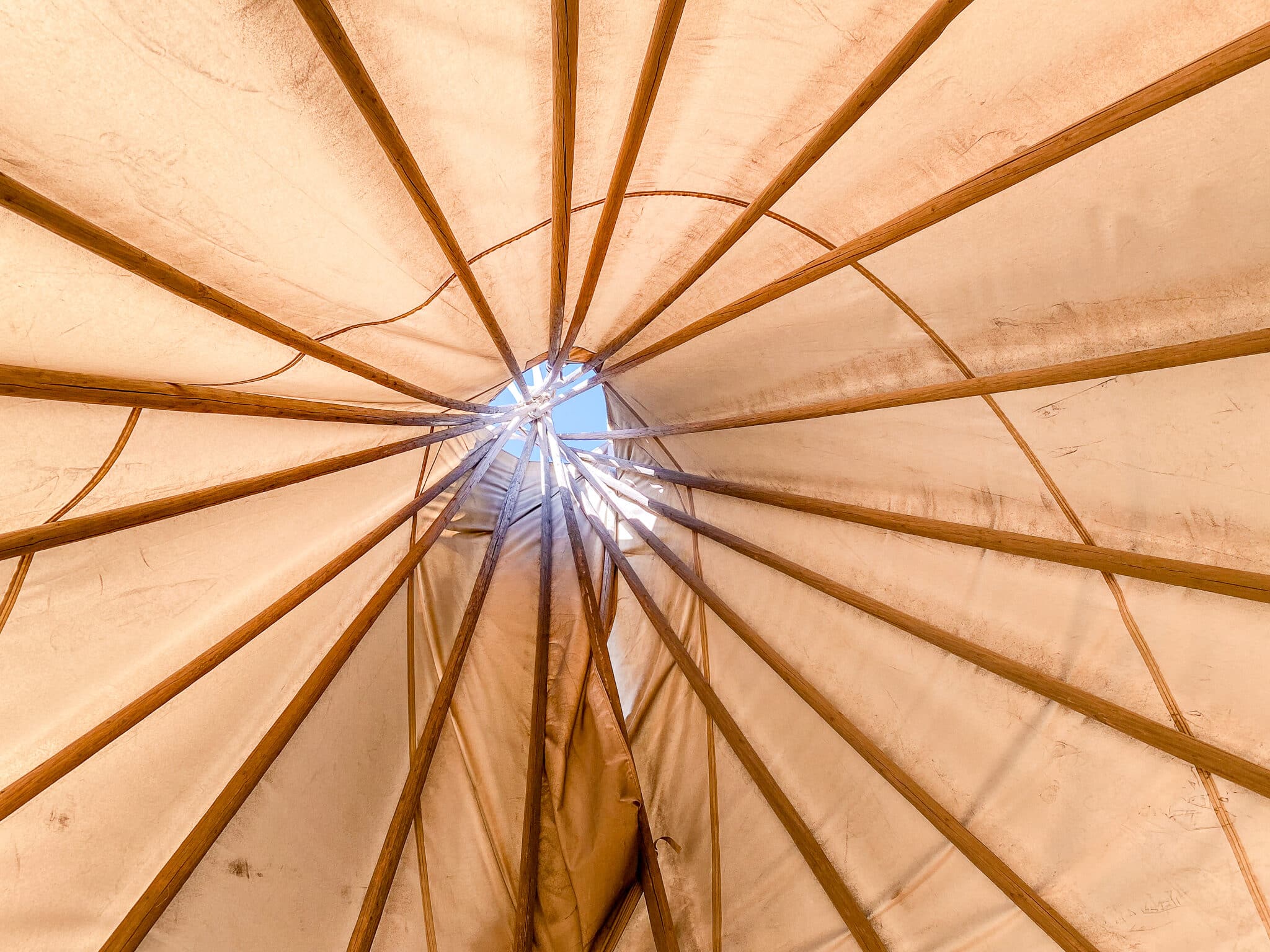 The roof of a tepee at El Cosmico in Marfa, Texas 